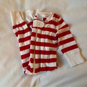 Red and White Striped Infant Holiday Pajamas